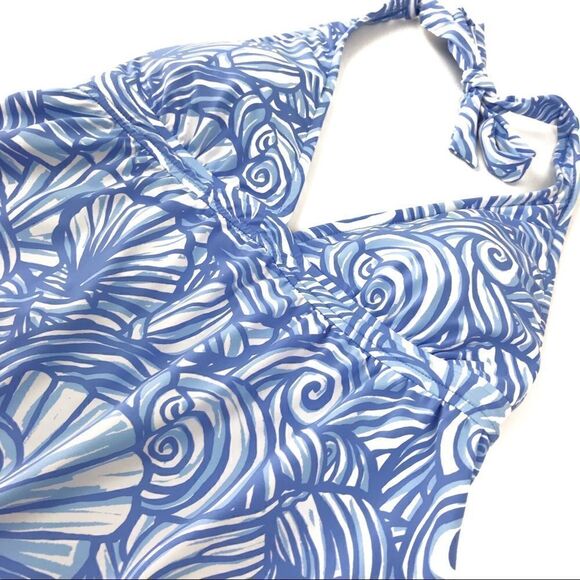 Vineyard Vines Blue White Nautilus Shell Tankini Top XXS NWT - Picture 2 of 6